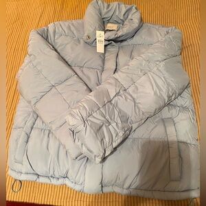 NWT Loft Puffer Jacket. Misty Blue. Size Large. Never worn, still has tag.